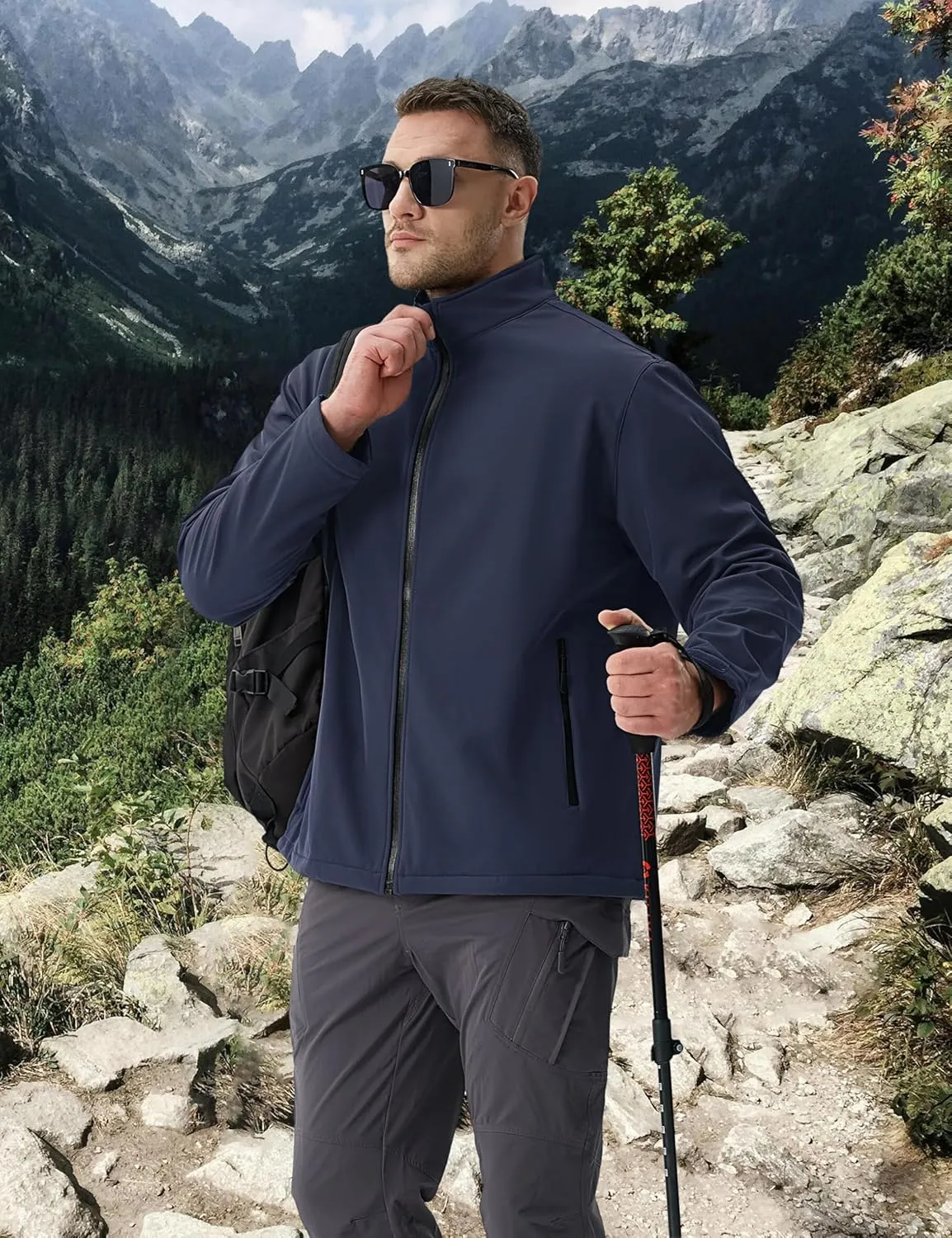 TACVASEN Men's Fleece Softshell Jackets Waterproof Winter Coats Warm Fleece Lined Tactical Jacket Windproof Zip Pockets