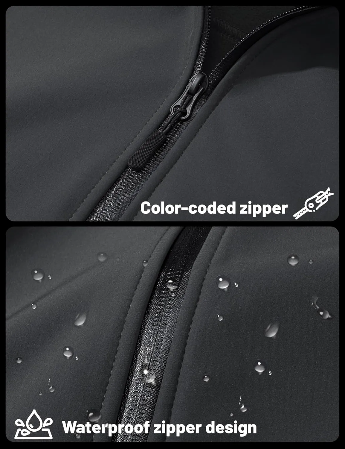 TACVASEN Men's Fleece Softshell Jackets Waterproof Winter Coats Warm Fleece Lined Tactical Jacket Windproof Zip Pockets