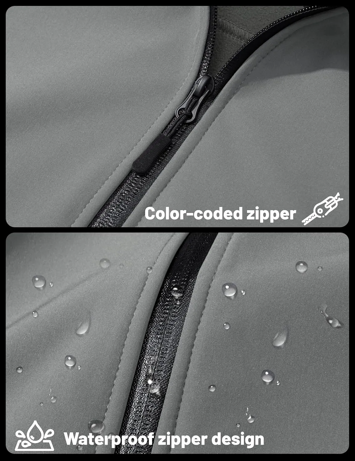 TACVASEN Men's Fleece Softshell Jackets Waterproof Winter Coats Warm Fleece Lined Tactical Jacket Windproof Zip Pockets