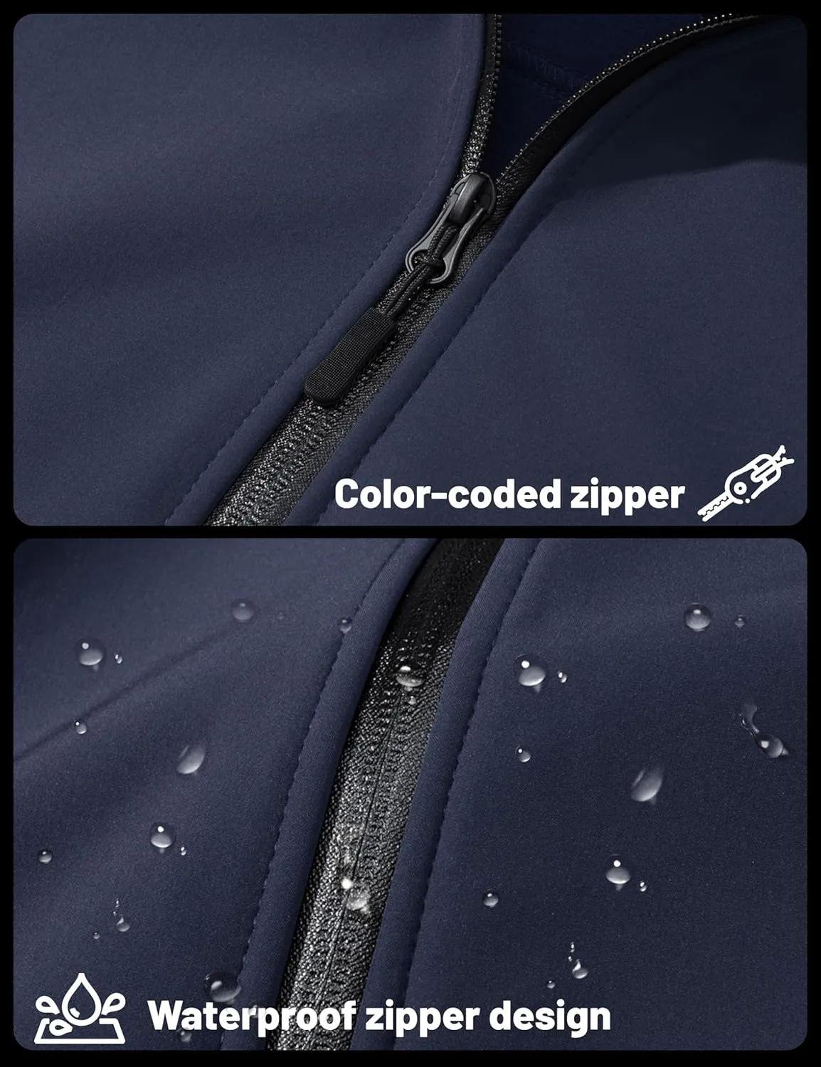 TACVASEN Men's Fleece Softshell Jackets Waterproof Winter Coats Warm Fleece Lined Tactical Jacket Windproof Zip Pockets