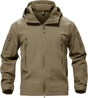 TACVASEN Men's Special Ops Military Tactical Rain Jackets Winter Warm Fleece Softshell Hooded Raincoat Snowboard
