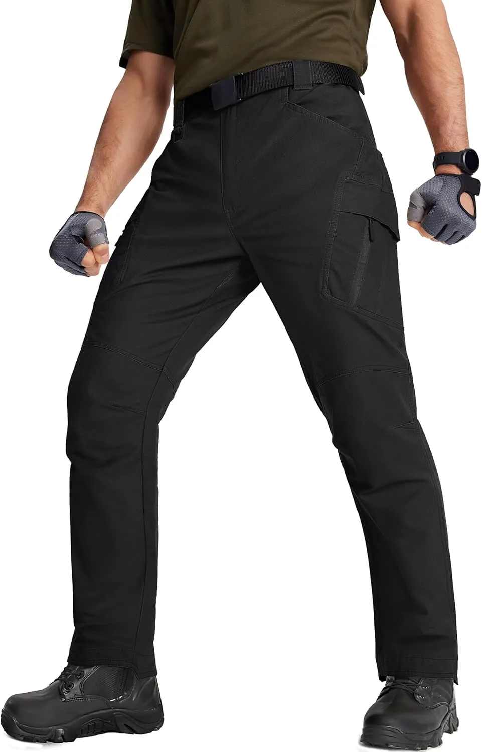 TACVASEN Men's Tactical Cargo Pants, Cotton 9 Pockets Work Pants, Stretch Hiking Pants, Lightweight Outdoor Workout Pant
