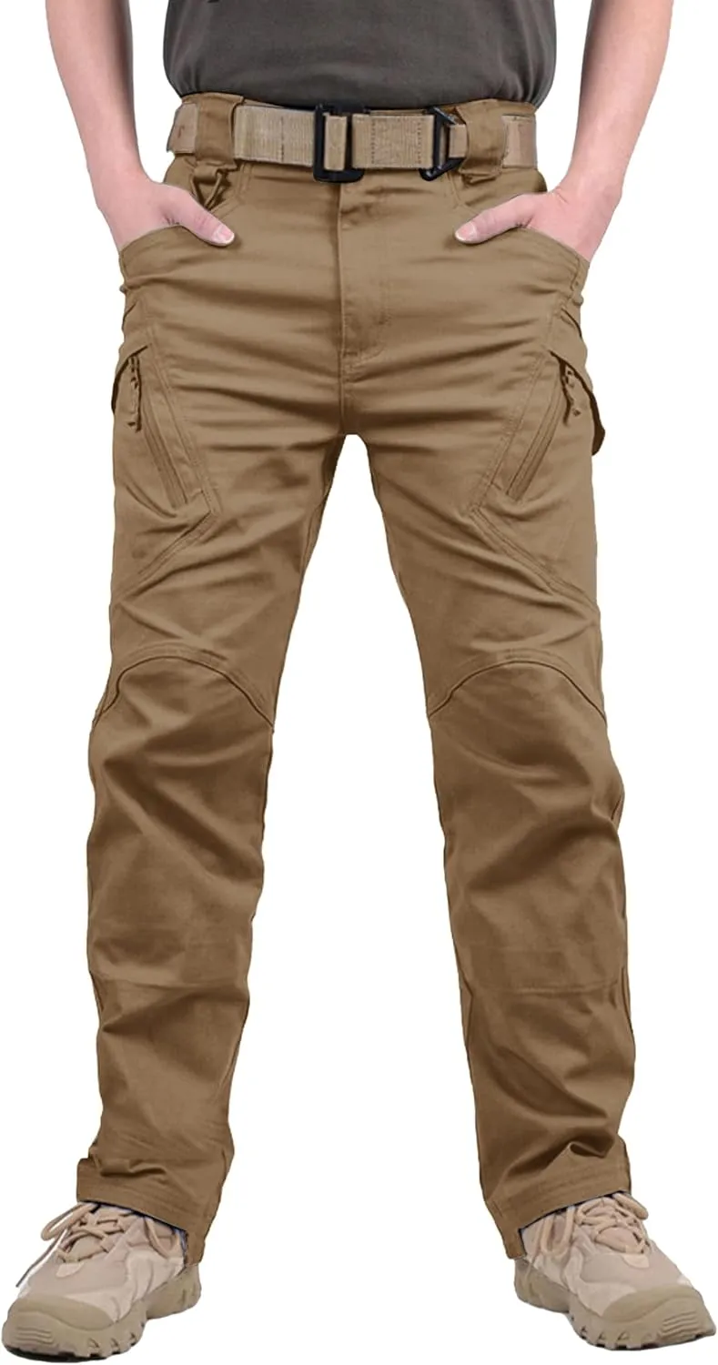 TACVASEN Men's Tactical Cargo Pants, Cotton 9 Pockets Work Pants, Stretch Hiking Pants, Lightweight Outdoor Workout Pant
