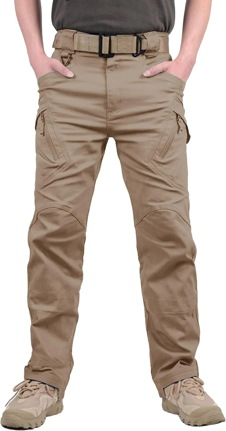 TACVASEN Men's Tactical Cargo Pants, Cotton 9 Pockets Work Pants, Stretch Hiking Pants, Lightweight Outdoor Workout Pant