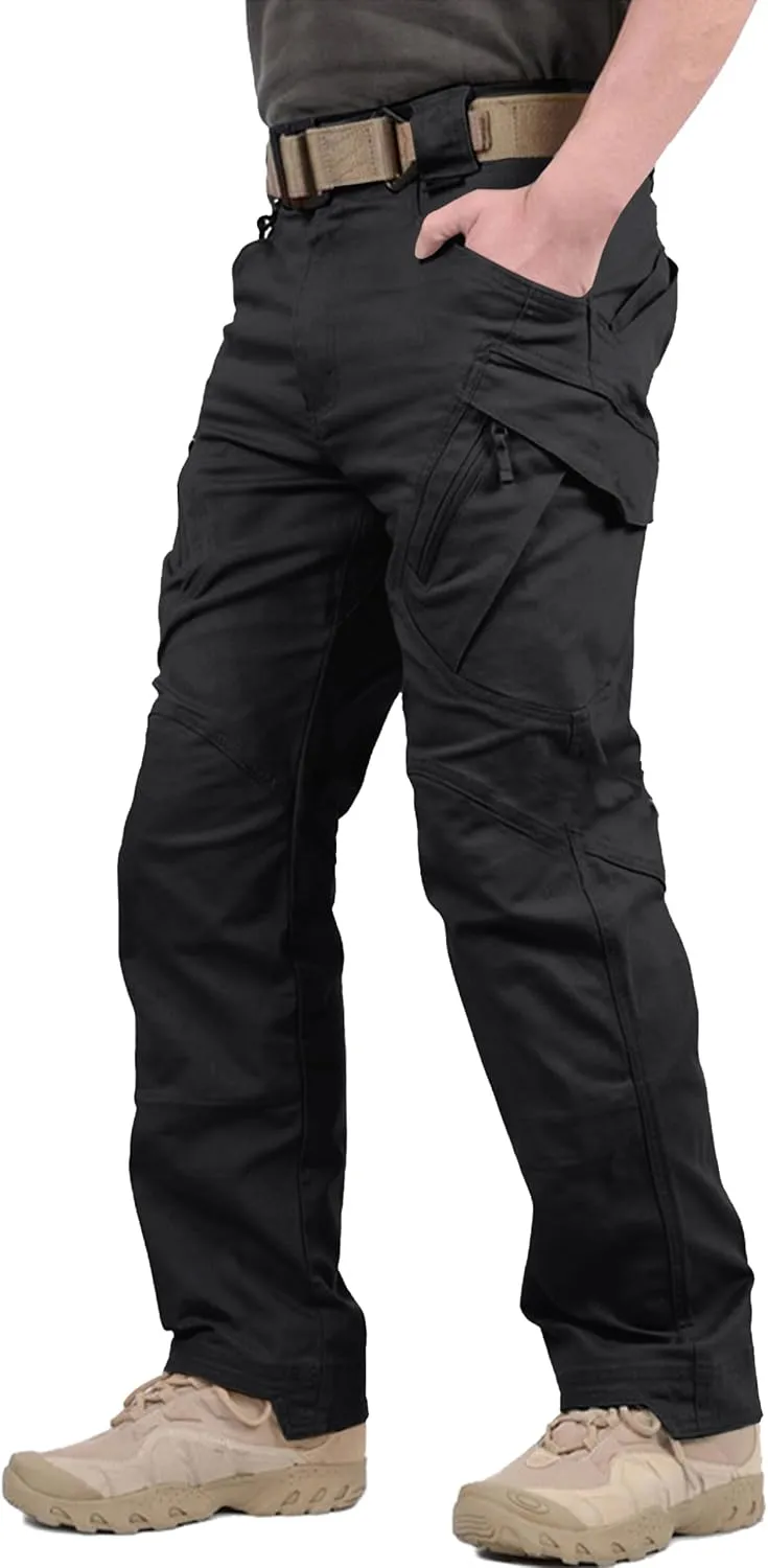 TACVASEN Men's Tactical Cargo Pants, Cotton 9 Pockets Work Pants, Stretch Hiking Pants, Lightweight Outdoor Workout Pant