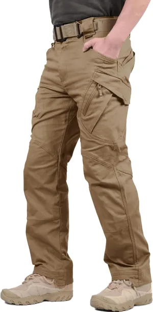 TACVASEN Men's Tactical Cargo Pants, Cotton 9 Pockets Work Pants, Stretch Hiking Pants, Lightweight Outdoor Workout Pant