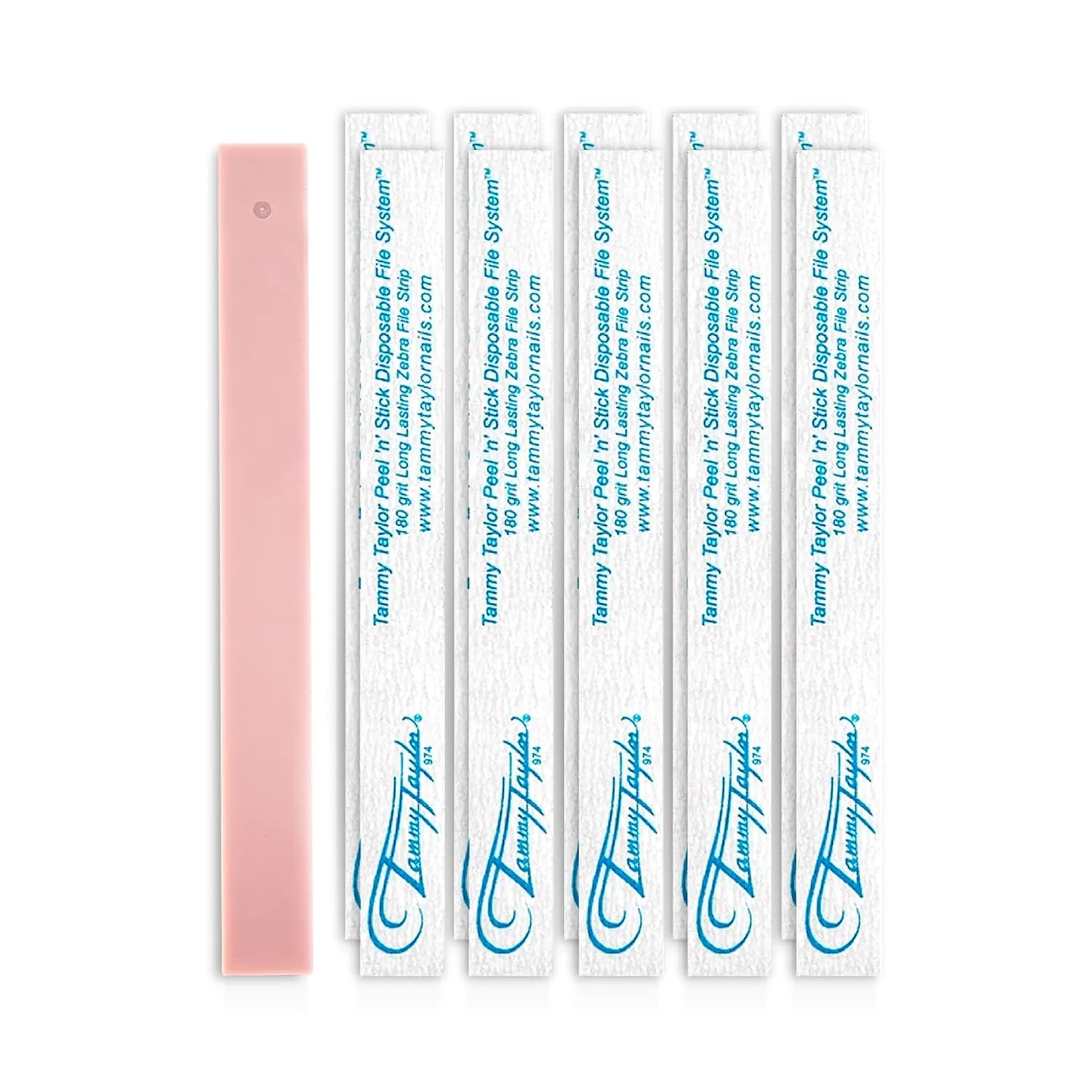 Tammy Taylor 100/180 Grit Nail Files for Natural Nails | Peel and Stick Disposable Zebra Nail File for Shaping Fingernails Toenails, Gel and Lacquer w/Professional Emery Boards for Nails | 25 Pack