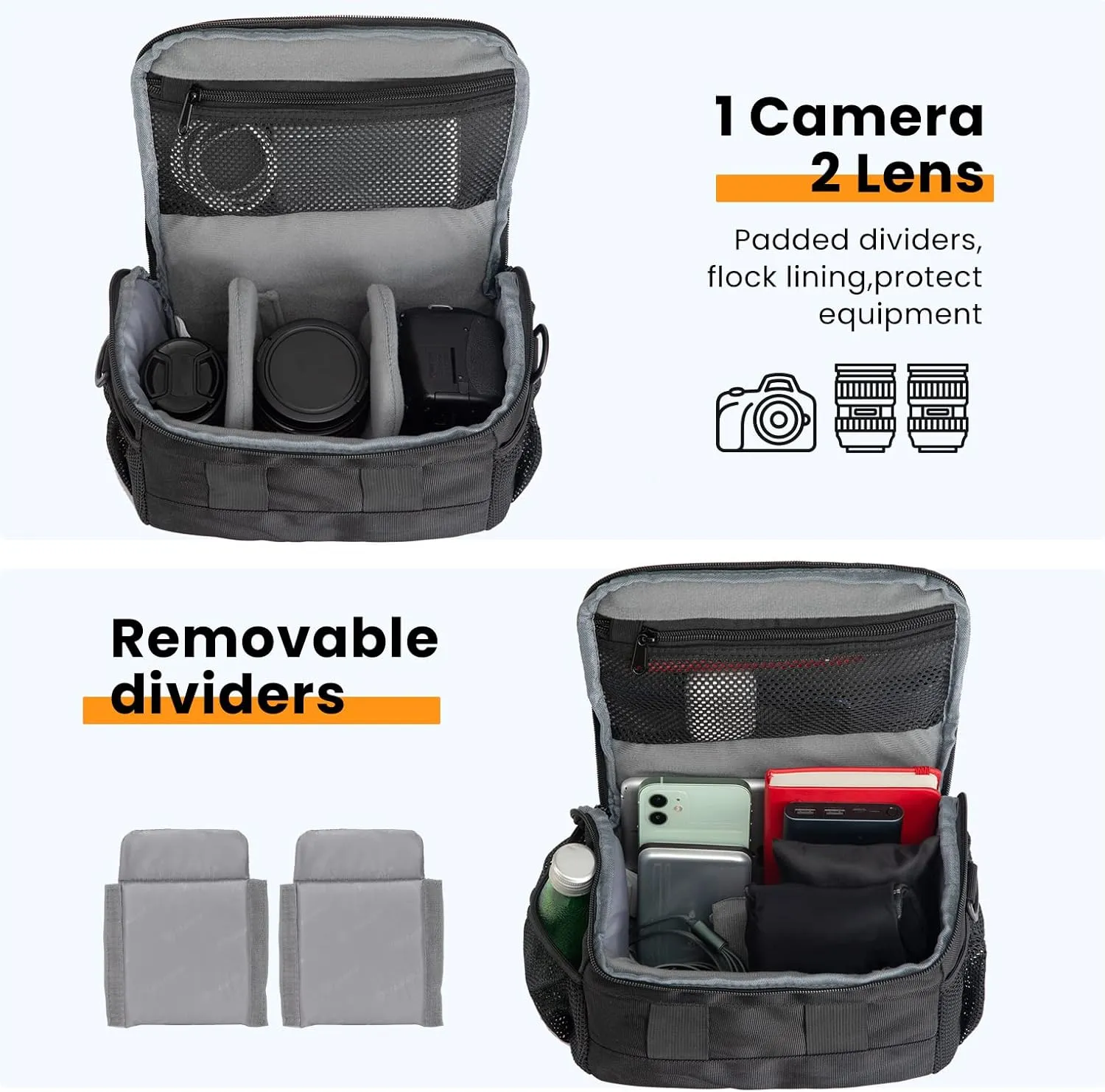 TARION Camera Bag Case DSLR Messenger Bag Small Camera Bag DSLR Shoulder Bag Camera Satchel Bag Gadget Bag Crossbody Sling Bag Case for SLR Mirrorless Compact Cameras Street Photography TSB-S