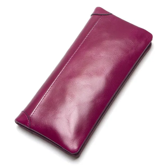 TAUREN Oil Wax Genuine Leather Men Wallet Long Designer Male Clutch Luxury Brand Men Wallets Zipper Coin Purse Phone Bags