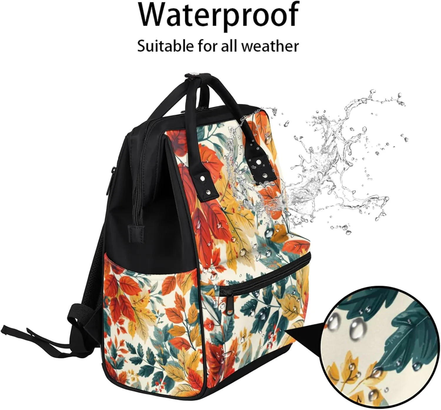 Tavisto Autumn Foliage Fantasy Double Shoulder Mommy Bag for Women, Polyester Large Capacity Diaper Backpack with Multi Pockets, Waterproof Adjustable Straps Diaper Bag for Moms Dads, 11''×7''×15.7''
