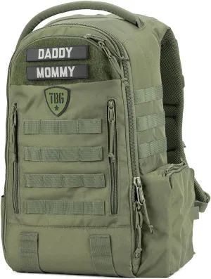 TBG - Mens Tactical Diaper Bag Backpack w/Built-in Changing Mat, Stroller Strap (Ranger Green 4th Gen)