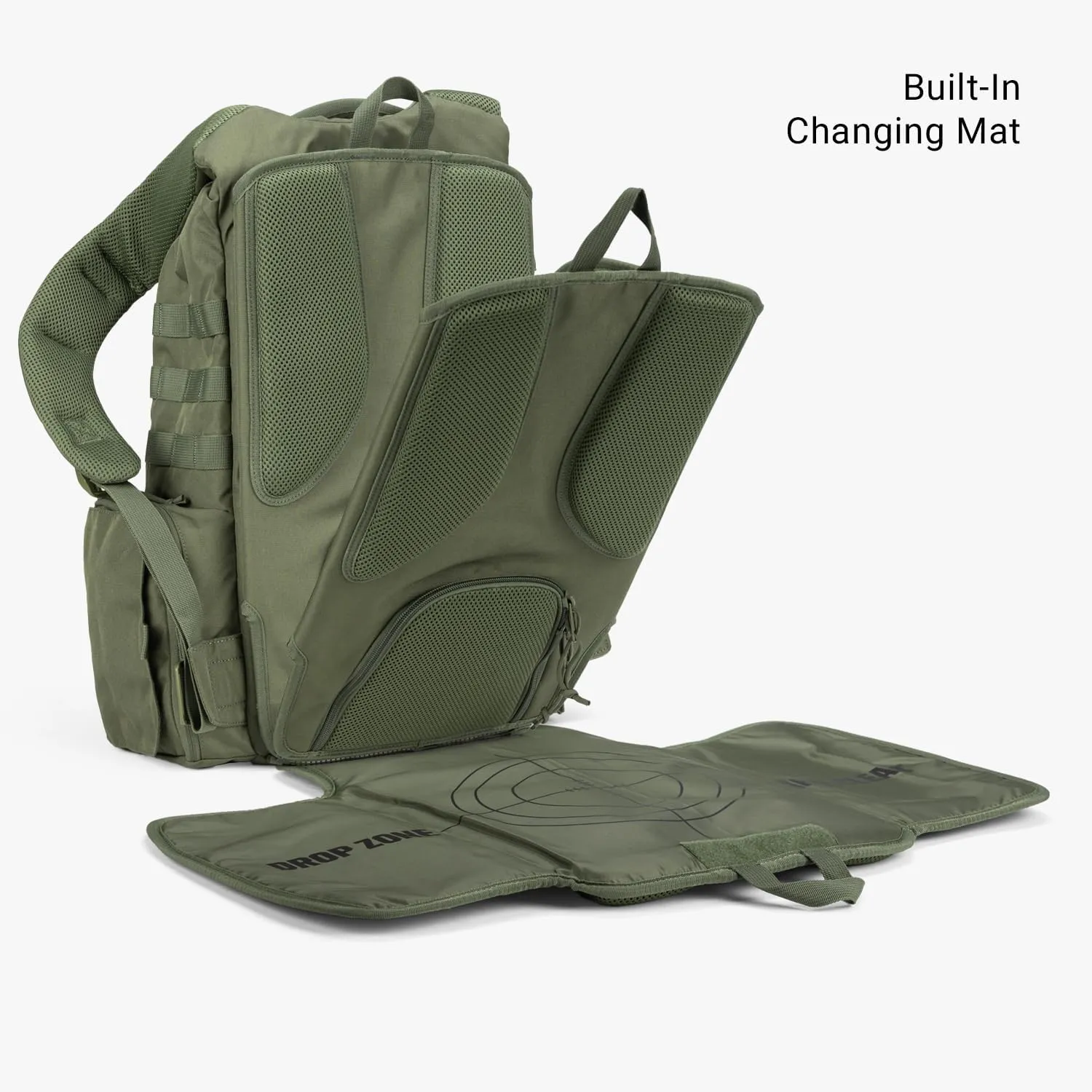 TBG - Mens Tactical Diaper Bag Backpack w/Built-in Changing Mat, Stroller Strap (Ranger Green 4th Gen)