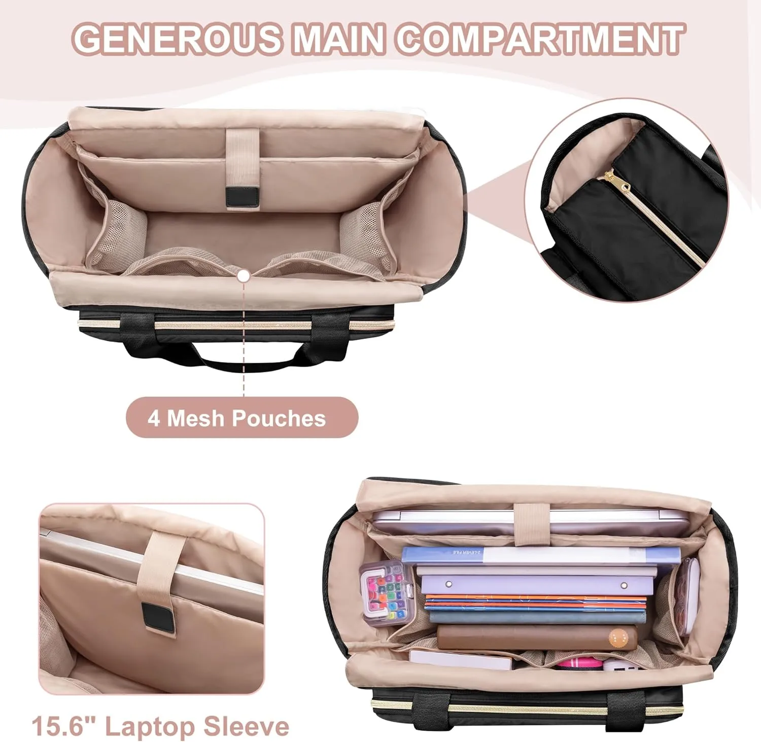 Teacher Tote Bag for Women, Teacher Work Bag 15.6 inch Laptop Bag with Accordion File Organizer