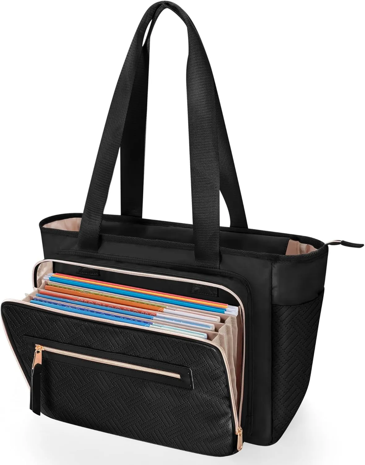 Teacher Tote Bag for Women, Teacher Work Bag 15.6 inch Laptop Bag with Accordion File Organizer