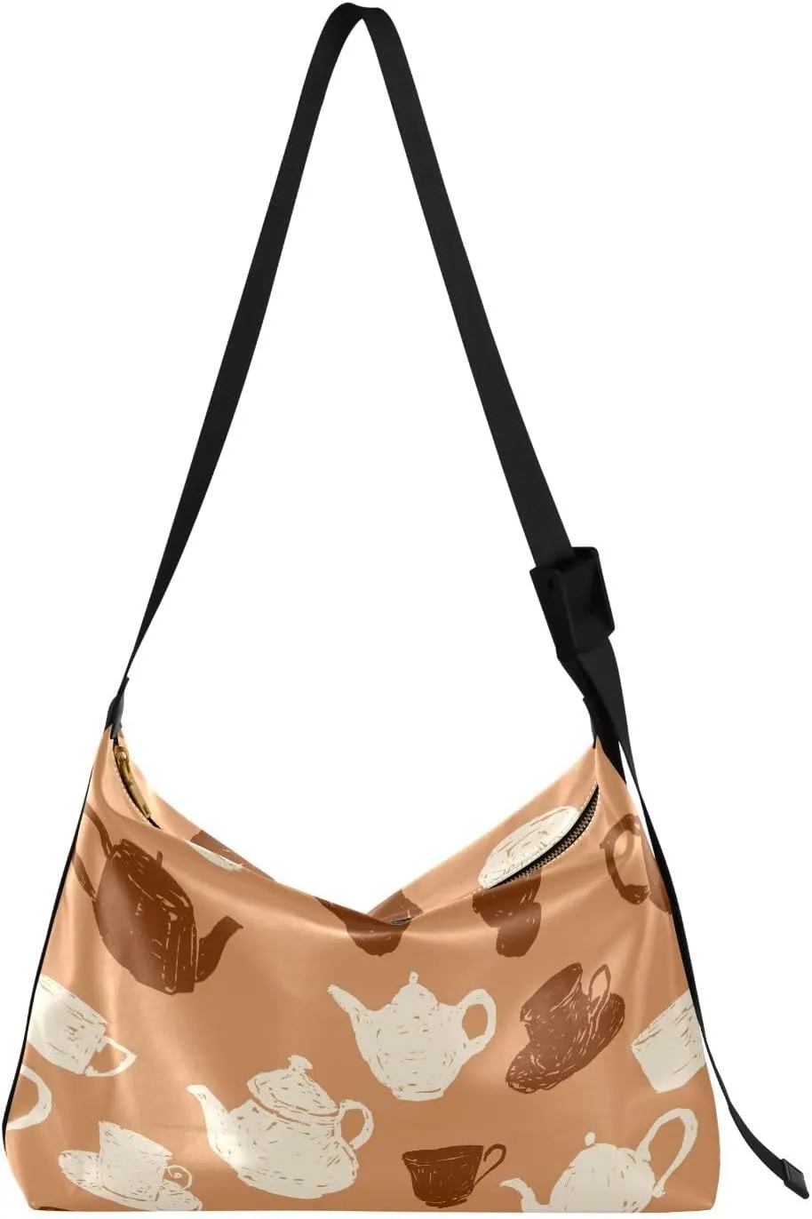 Teacups and The Teapots Hobo Crossbody Bags for Women Leather Large Shoulder Bag Cross Body Trendy Womens Tote Bags Handbag for Travel Shopping