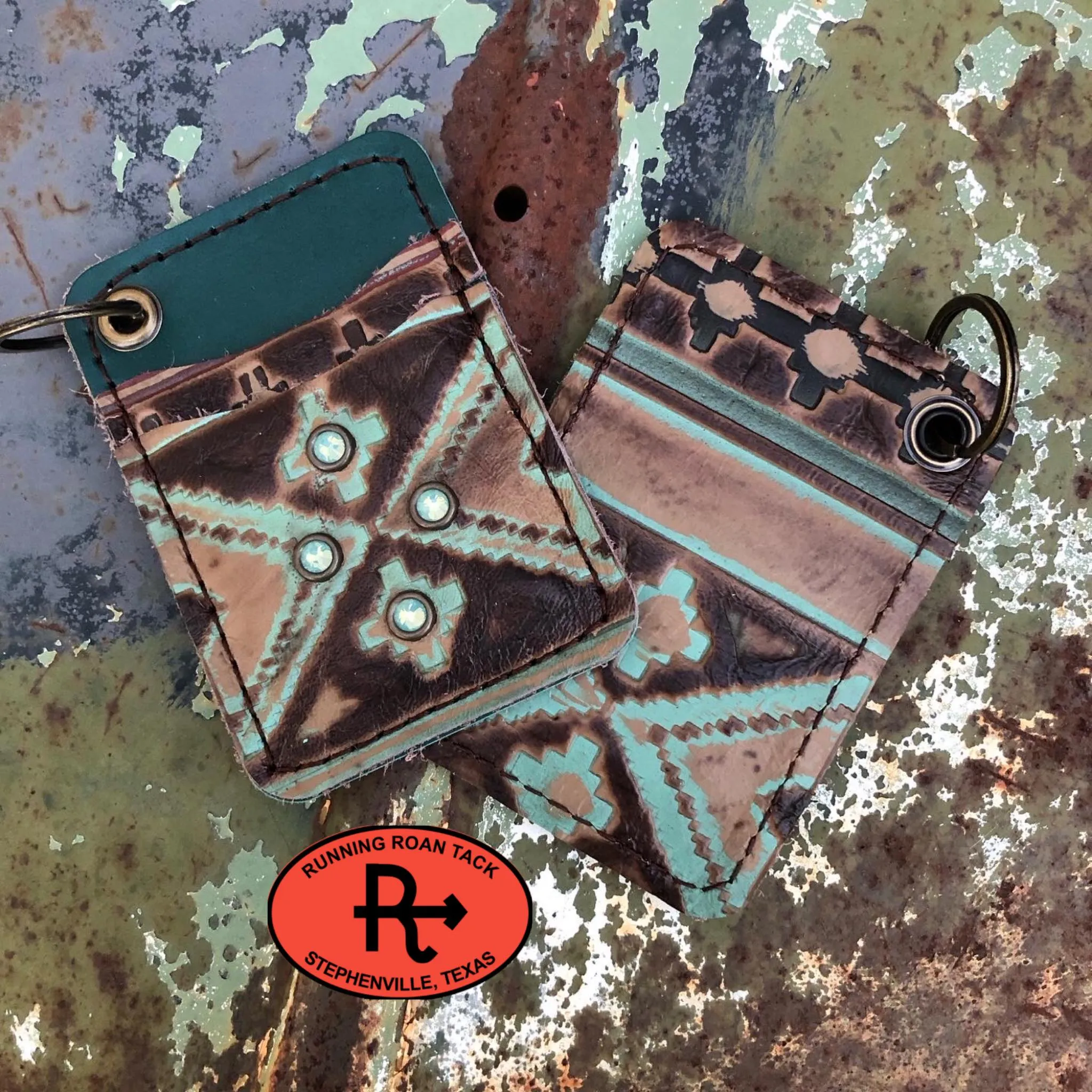 Teal Aztec Card Holder Wallet