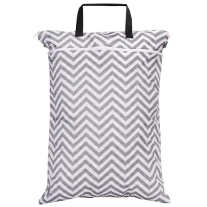 Teamoy Travel Hanging Wet Dry Bag(24.7 x 18 inches) for Cloth Diapers Organizer Tote Bag (L, Beige Chevron)