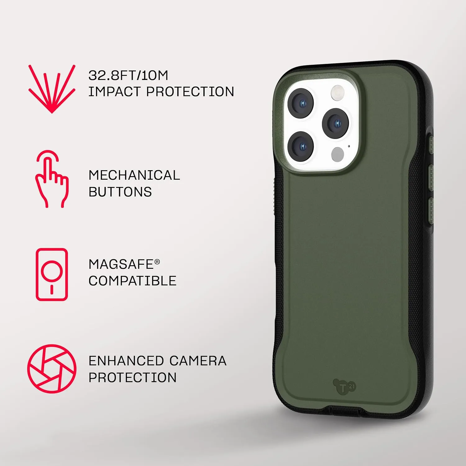 Tech21 EvoPro for iPhone 16 Pro Compatible with MagSafe - Impact Protection Case 21x Military Standard Tested - in Khaki/Black