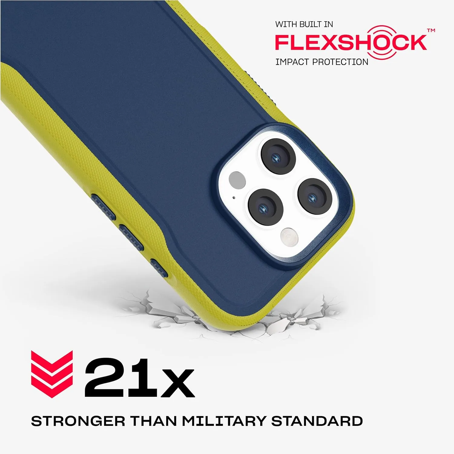 Tech21 EvoPro for iPhone 16 Pro Compatible with MagSafe - Impact Protection Case 21x Military Standard Tested - in Navy/Yellow