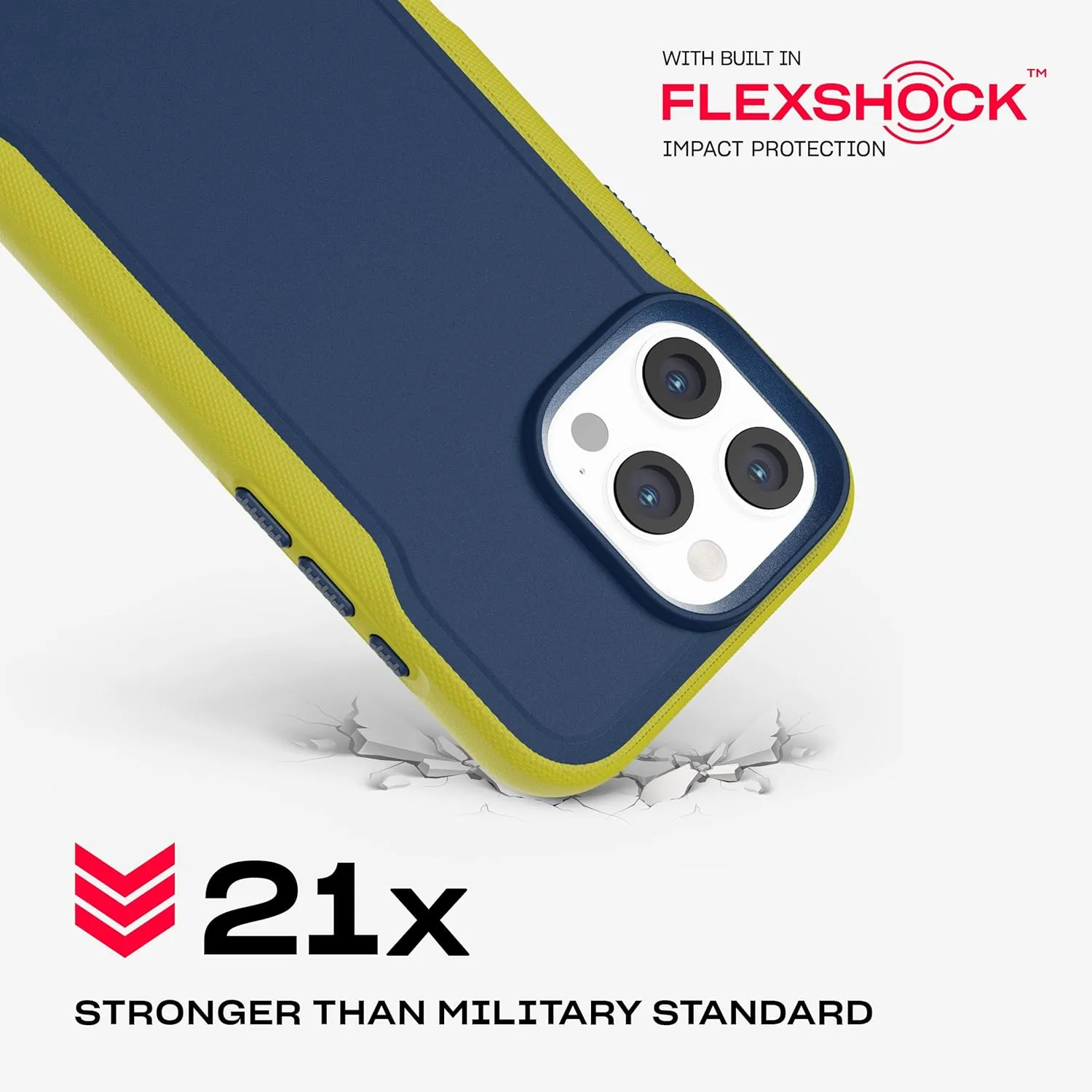 Tech21 EvoPro for iPhone 16 Pro Max Compatible with MagSafe - Impact Protection Case 21x Military Standard Tested - in Navy/Yellow