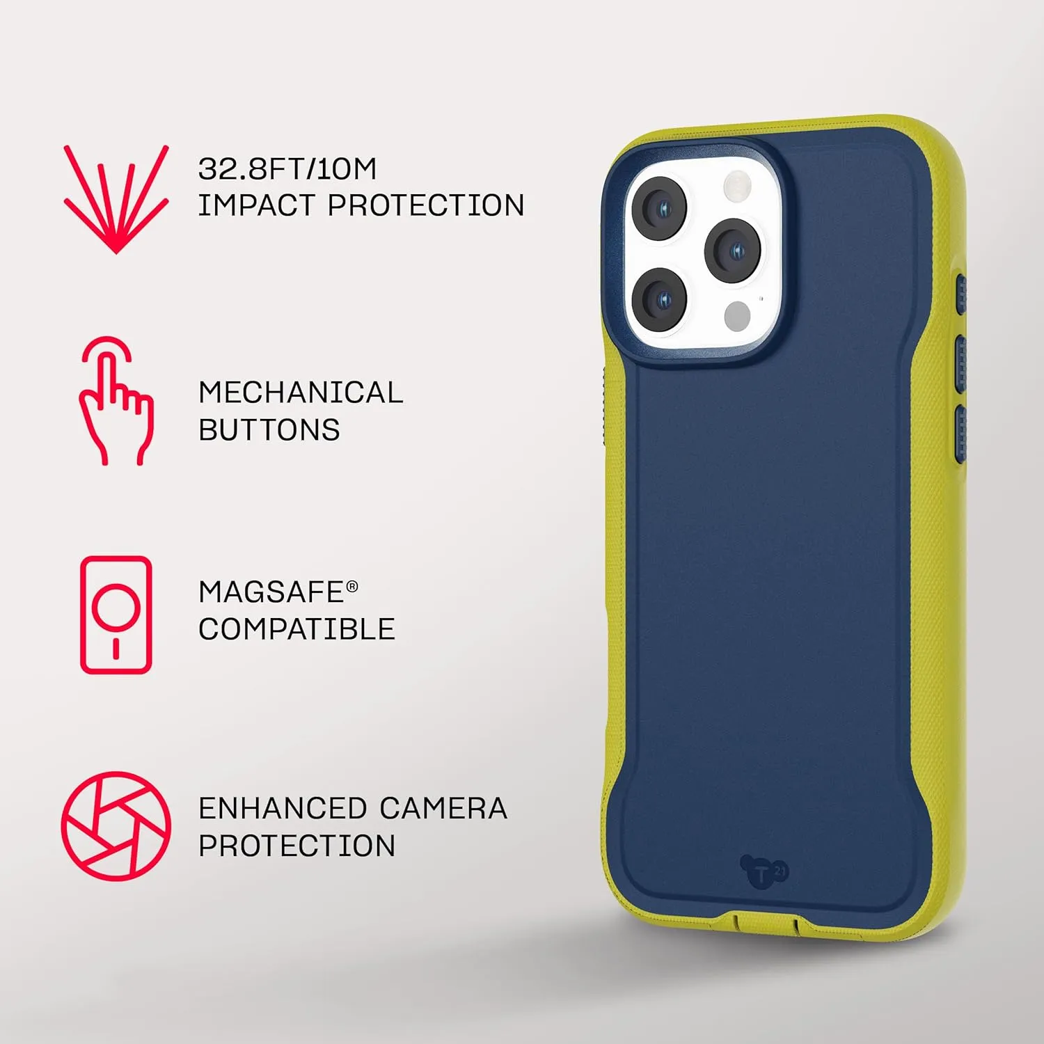 Tech21 EvoPro for iPhone 16 Pro Max Compatible with MagSafe - Impact Protection Case 21x Military Standard Tested - in Navy/Yellow
