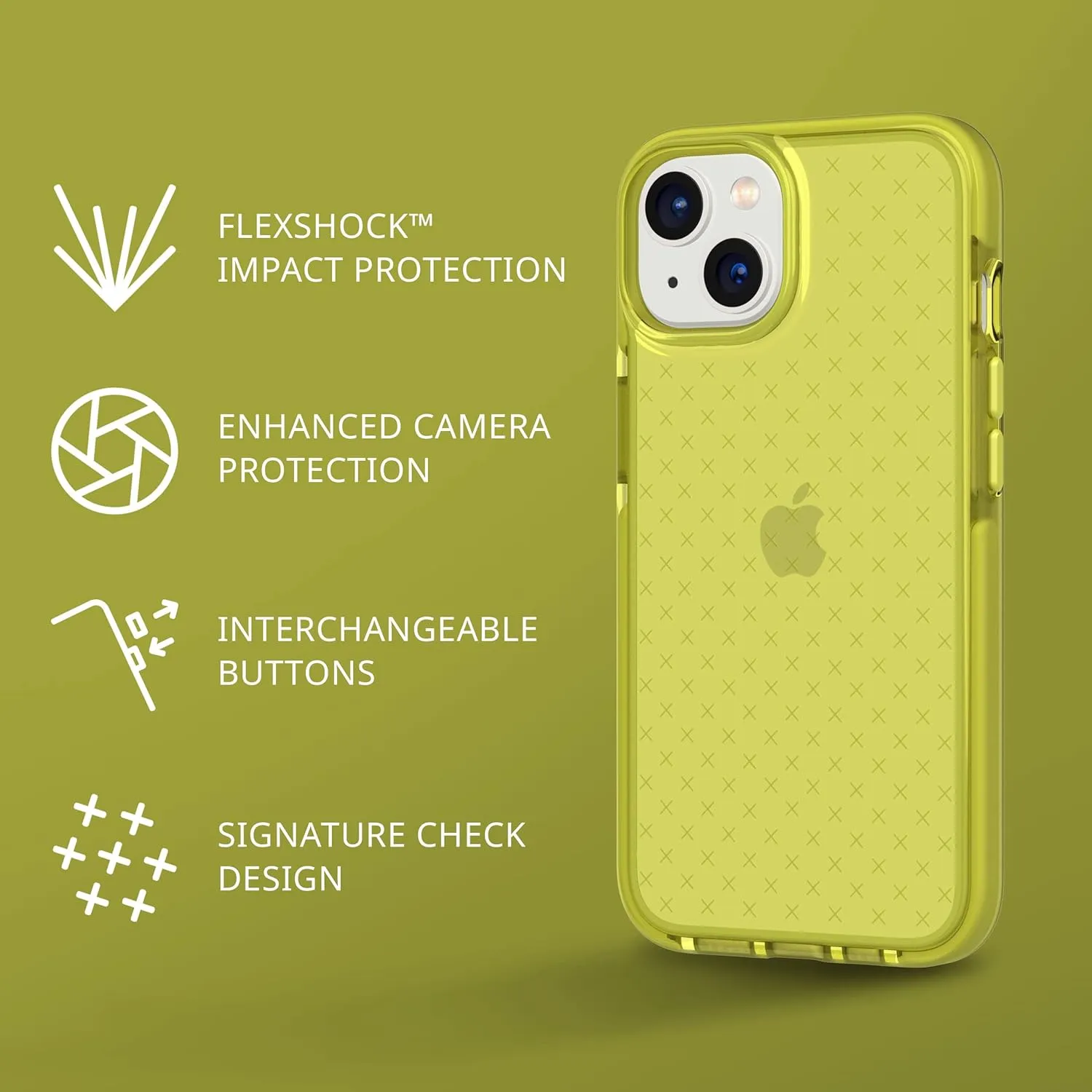 Tech21 iPhone 14 Evo Check – Shock-Absorbing & Slim Protective Phone Case with 16ft FlexShock Multi-Drop Protection & Extra Buttons