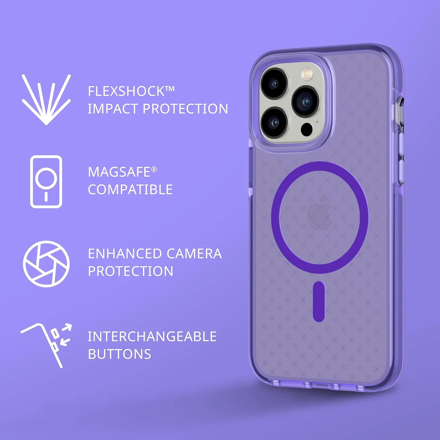 tech21 iPhone 14 Pro Max Evo Check Compatible with MagSafe® – Shock-Absorbing & Slim Protective Phone Case with 16ft FlexShock Multi-Drop Protection & Extra Buttons