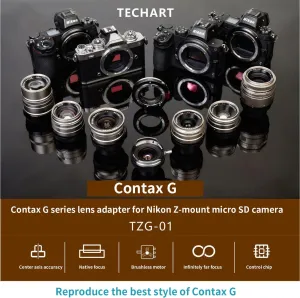 TECHART TZG-01 Lens Adapter for C0NTAX G Lens to NIK0N Z Z6 Z7 Z50 Z6II Z7II ZFC Camera G-NZ Adapter Mount