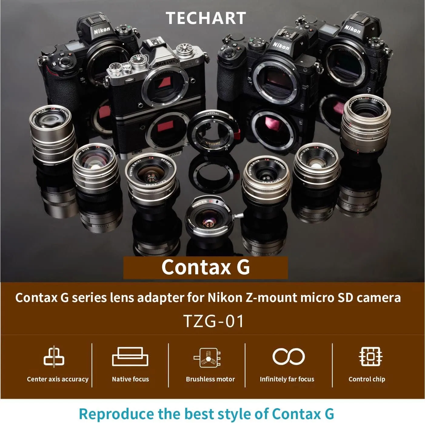 TECHART TZG-01 Lens Adapter for C0NTAX G Lens to NIK0N Z Z6 Z7 Z50 Z6II Z7II ZFC Camera G-NZ Adapter Mount