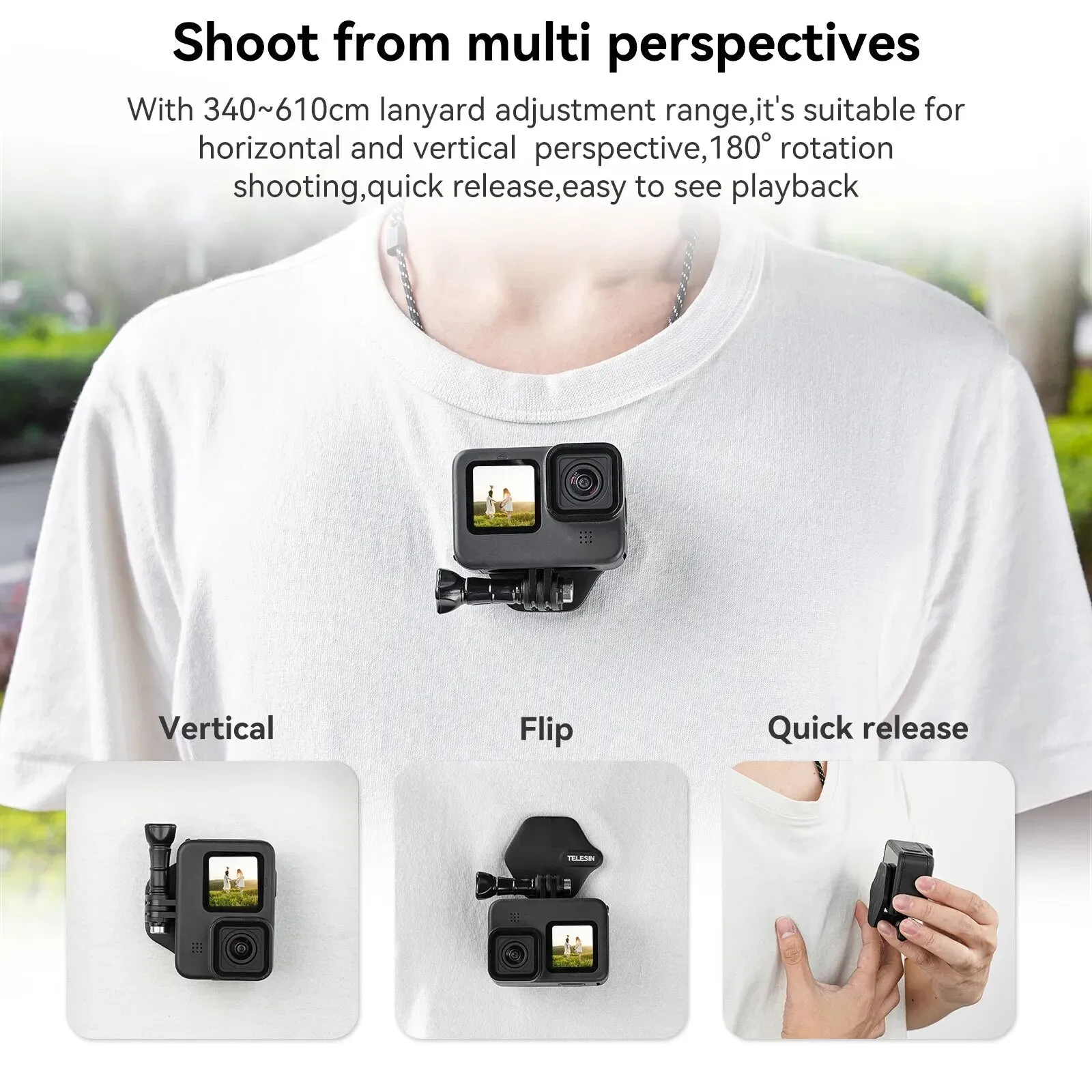 TELESIN Magnetic Action Camera Quick Release Halter Bracket Gopro Accessories Release For GoPro Hero Insta 360 DJI Mobile Phone