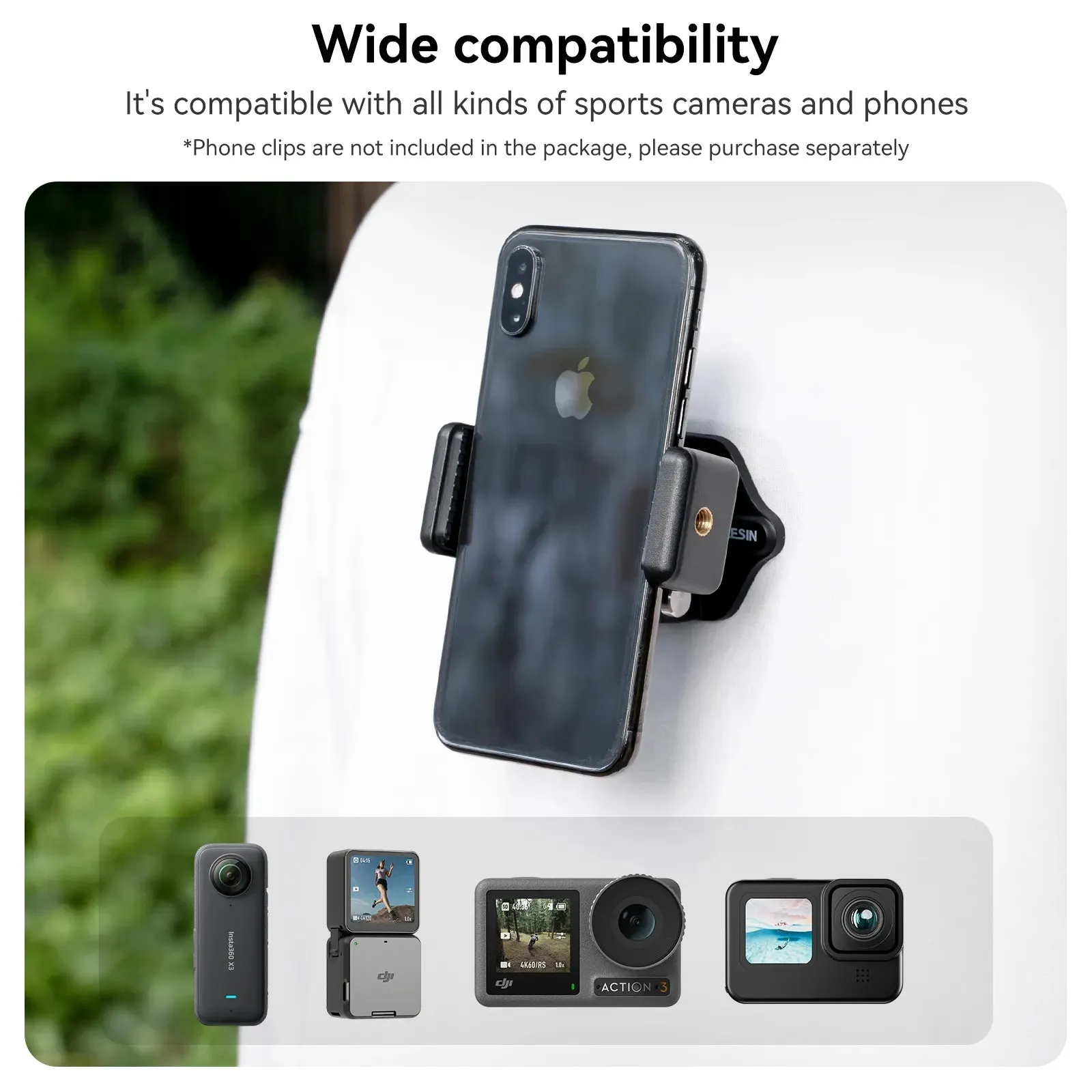 TELESIN Magnetic Action Camera Quick Release Halter Bracket Gopro Accessories Release For GoPro Hero Insta 360 DJI Mobile Phone