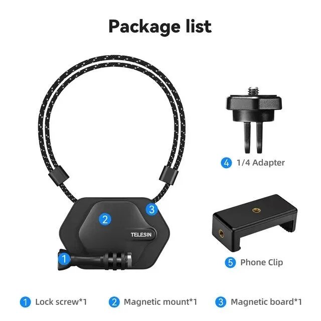 TELESIN Magnetic Action Camera Quick Release Halter Bracket Gopro Accessories Release For GoPro Hero Insta 360 DJI Mobile Phone