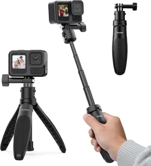 TELESIN Selfie Stick Tripod for GoPro, Extendable G-Quick Release Portable Vlog Selfie Stick Handle Grip Monopod for GoPro 13 12 11 10 9 8/Insta360 X5/AKASO/DJI Action Camera Accessories Compact Size