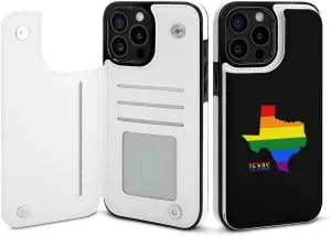 Texas State Map in LGBT Rainbow Flag Wallet Mobilephone Case Protective Phone Case Shockproof Phone Cover Shell Compatible with iPhone 15 iPhone 15 Plus iPhone 15 Pro iPhone 15 Pro Max