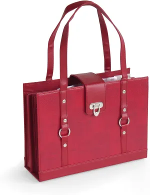Texture Faux Leather File Organizer Tote - (Red)