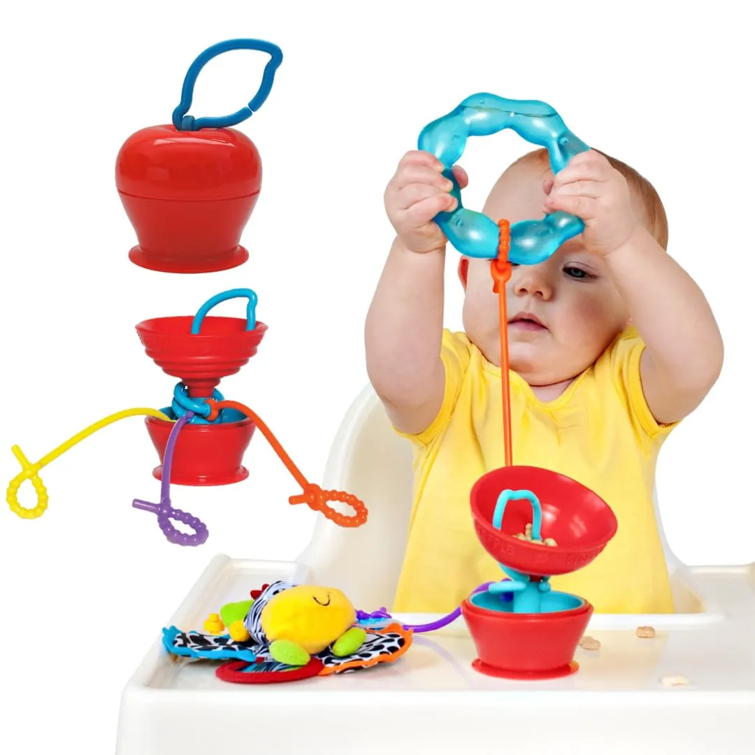 The Baby Suction Cup Toy Holder for High Chair, Stroller and Teething Toys for Babies 6-12 Months. One of Your Baby Must Haves!