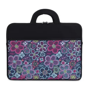 THE CLOWNFISH Floral Polyester Unisex 13 inch Tablet Case Laptop Sleeve Laptop Case Slipcase (Black)