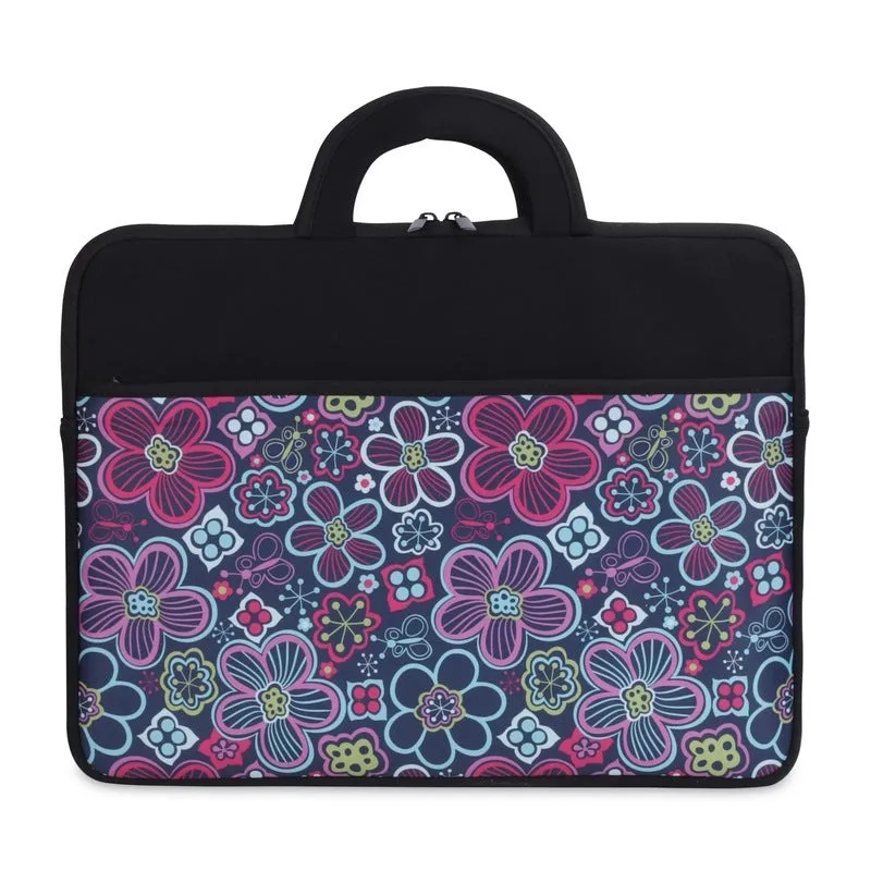 THE CLOWNFISH Floral Polyester Unisex 13 inch Tablet Case Laptop Sleeve Laptop Case Slipcase (Black)