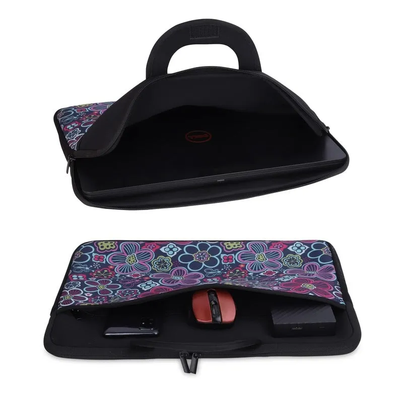 THE CLOWNFISH Floral Polyester Unisex 13 inch Tablet Case Laptop Sleeve Laptop Case Slipcase (Black)