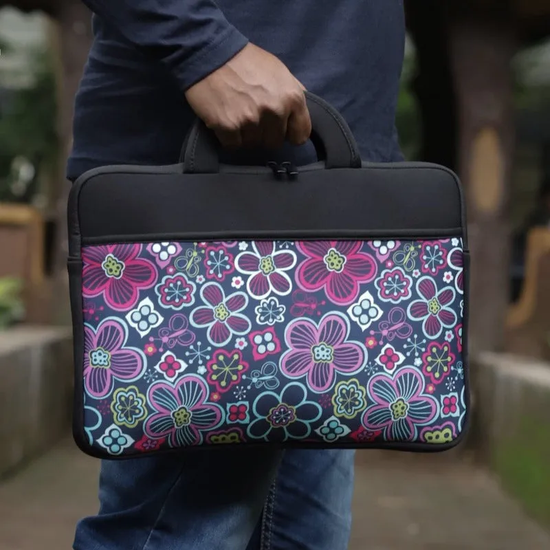THE CLOWNFISH Floral Polyester Unisex 13 inch Tablet Case Laptop Sleeve Laptop Case Slipcase (Black)