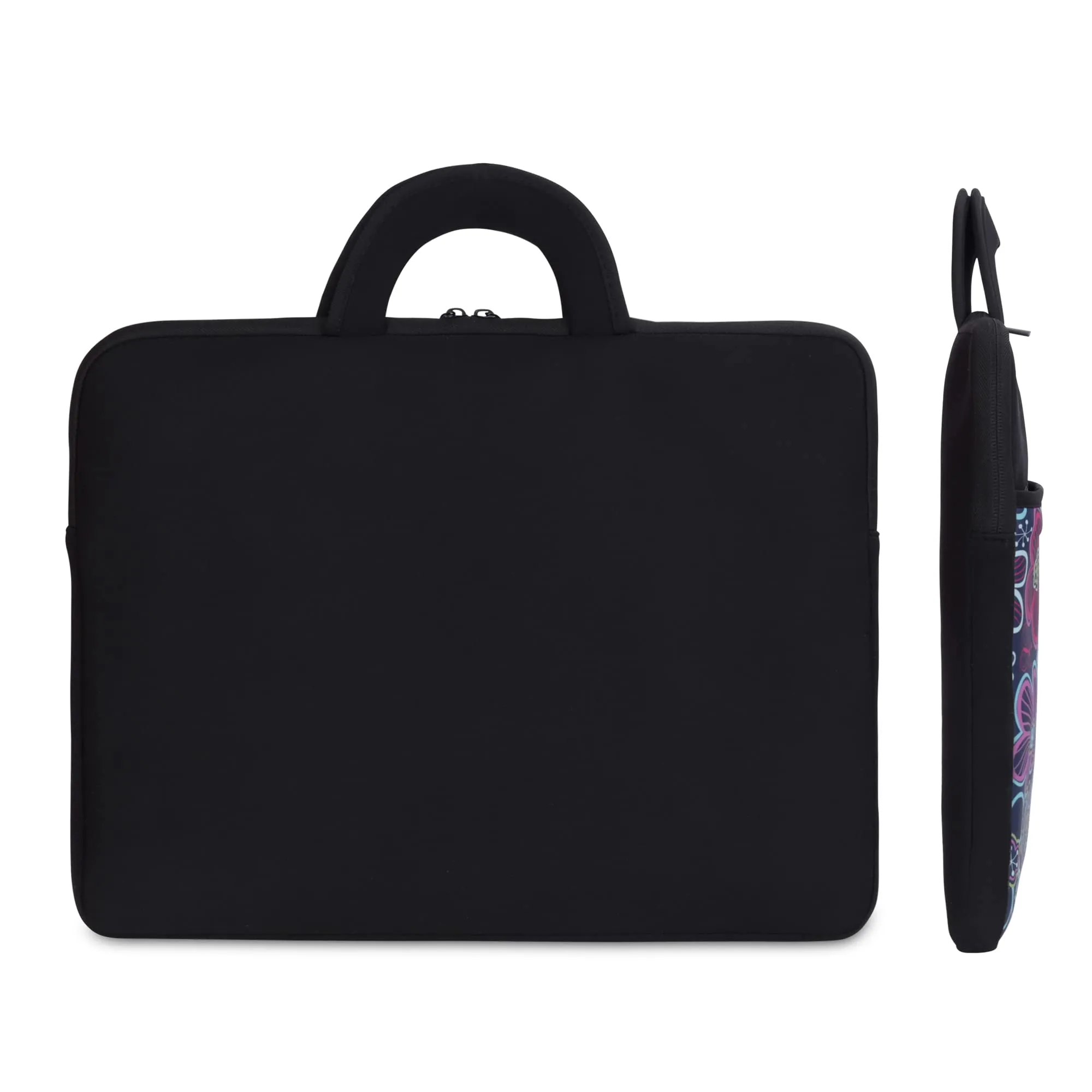 THE CLOWNFISH Floral Polyester Unisex 13 inch Tablet Case Laptop Sleeve Laptop Case Slipcase (Black)