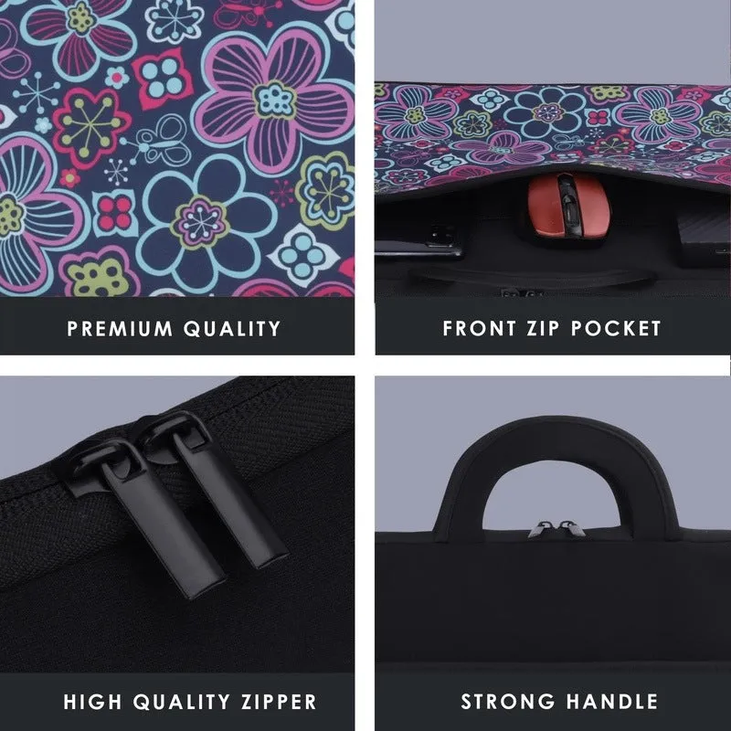 THE CLOWNFISH Floral Polyester Unisex 13 inch Tablet Case Laptop Sleeve Laptop Case Slipcase (Black)