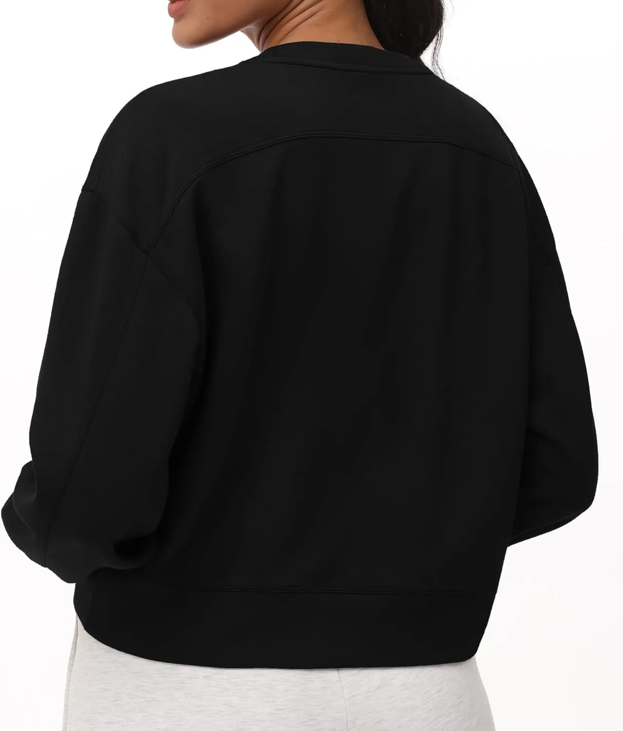 THE GYM PEOPLE Women's Crewneck Cropped Pullover Sweatshirt Cute Basic Long Sleeves Workout Tops
