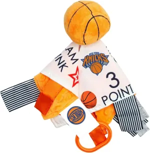 The Learning Lovey New York Knicks Baby Tag Toy - NBA Basketball - Baby Sensory Crinkle Toys - Soft & Safe - Ideal Baby Stroller Toy - BPA Free w/Stroller Clip