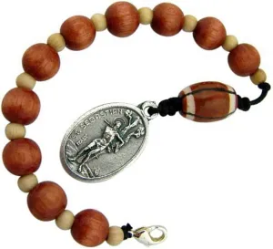 The New One Decade Wood Rosary With Saint Sebastian Medal Bag Clip For Football Athlete religious devotional accessories ThewiZ00679