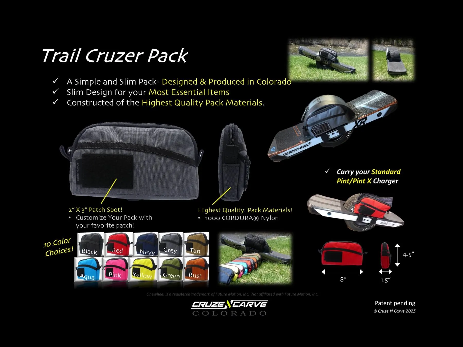 The "Trail Cruzer" Adventure Pack (Pack Only) (Onewheel Gt, Onewheel Pint X/XR/  Compatible)