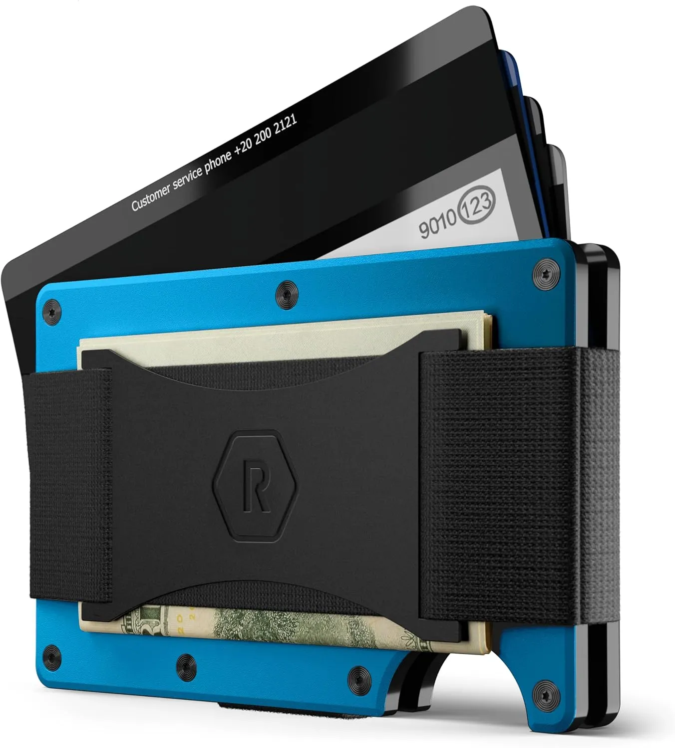 The Ridge NFL Edition, Mens Minimalist Aluminum Metal Wallet - Rfid Blocking, Elastic, Slim Front Pocket Credit Card Holder with Both Cash Strap and an additional Money Clip