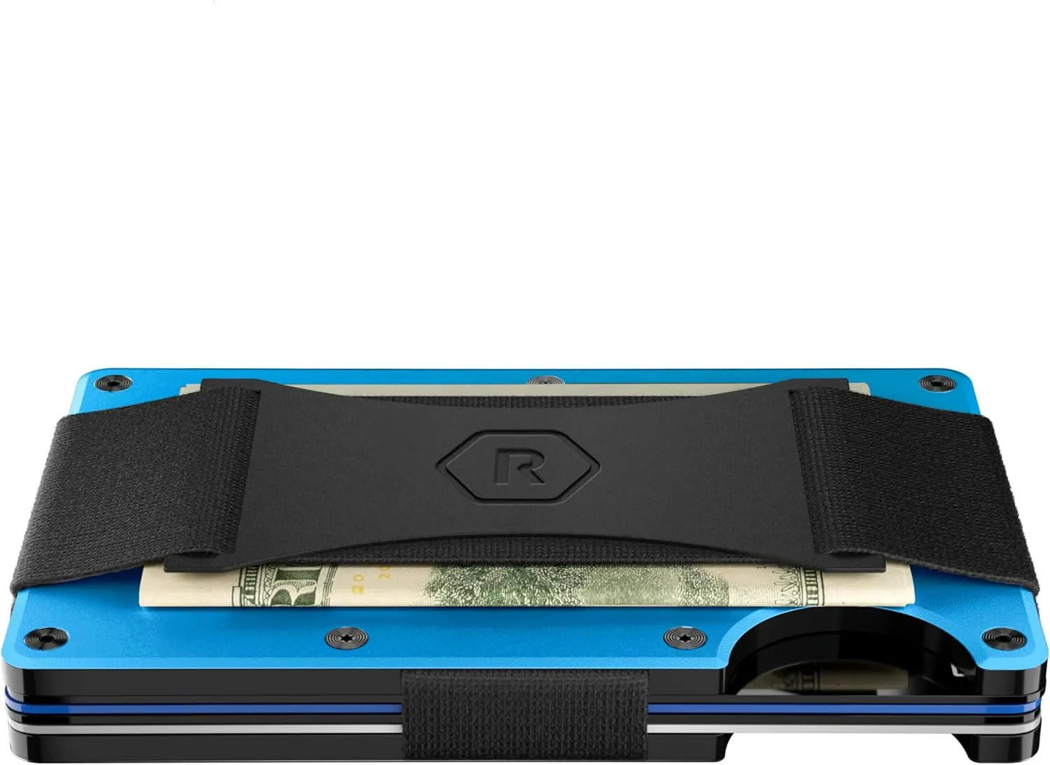 The Ridge NFL Edition, Mens Minimalist Aluminum Metal Wallet - Rfid Blocking, Elastic, Slim Front Pocket Credit Card Holder with Both Cash Strap and an additional Money Clip