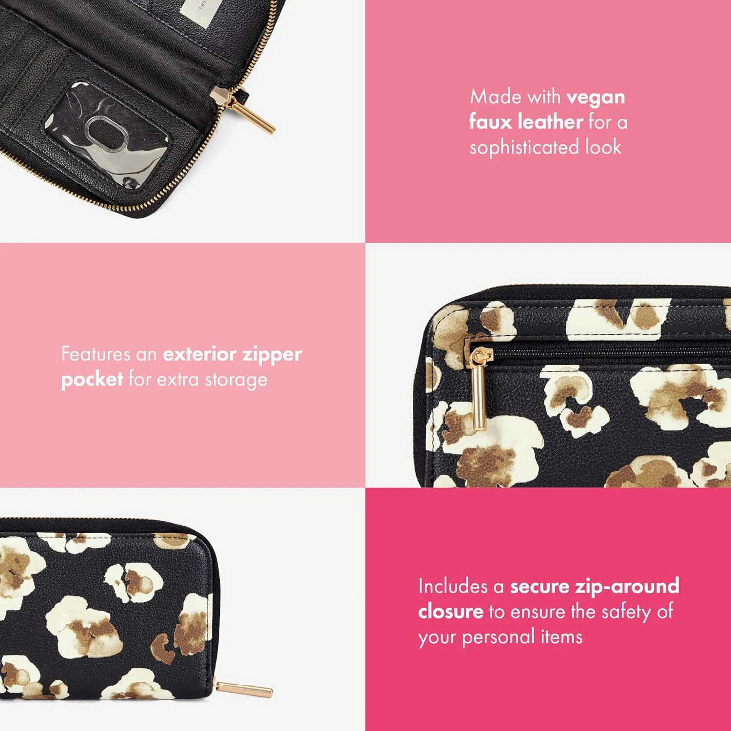 THIRTY-ONE Gifts Slim Wallet, Small Clutch Wallet for Women, Phone-Holder Wallet with Card and Bill Slots, Autumn Bouquet Smooth Pebble