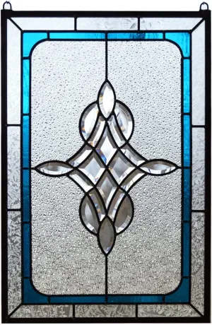 Tiffany Style Stained Glass Clear Beveled Window Panel 16x24 inches TMI1624-136